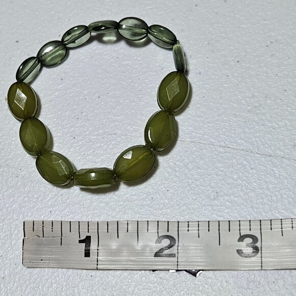 Elegant Green Two Stone Beaded  Chunky Stretch Bracelet Fashion Jewelry Women - Picture 3 of 3